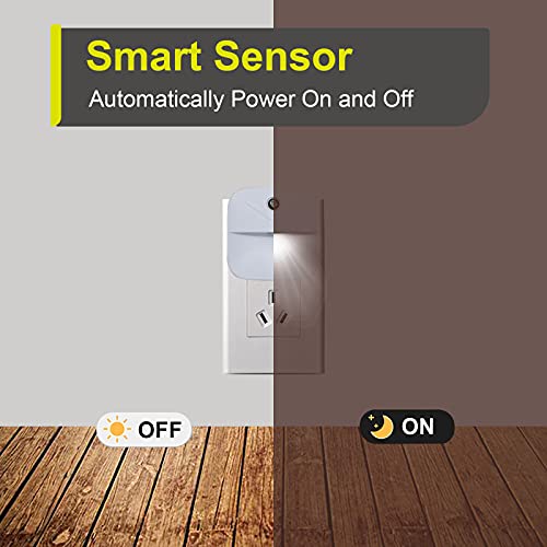 YRWXZYO 6 Pack Night Light Plug in, White LED Nightlights with Smart Dusk to Dawn Sensor, Plug into Wall Nightlights Suita...