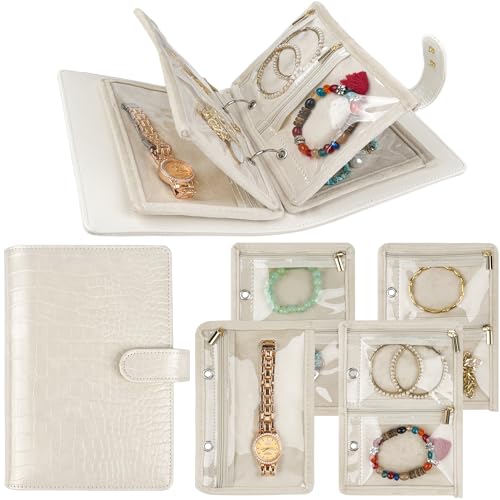 LingLingo Travel Jewelry Organizer Case,Small Jewelry Bags Jewelry Storage Book Ring Binder with Clear Zipper Velvet Pouch...