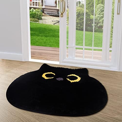 NIGOWAYS Bathroom Rug,Soft Cat Rug,Cute Black Cat Bath Mat for Bathroom,Bedroom,Non Slip and Absorbent Bath Rugs for Home ...