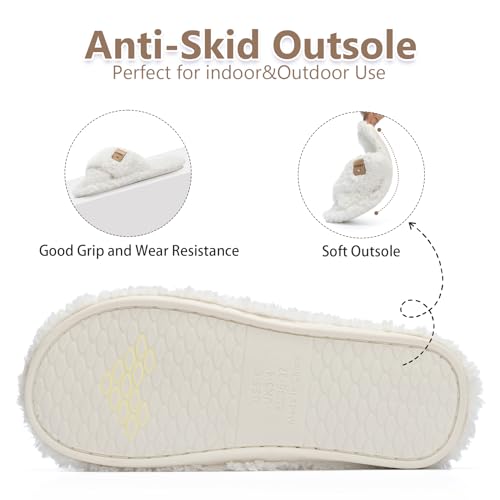 GOEWY Fuzzy Open Toe Slippers for Women Indoor and Outdoor with Memory Foam Cozy Cross Band Women's Slipper Cute Soft Hous...