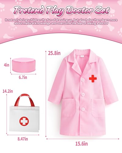 Pet Vet Kit for Kids with 2 Plush Pets (Dog & Cat) & Doctor Costume - 36Pcs Interactive Veterinarian Playset for Toddlers ...