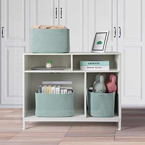Cotton Rope storage Basket Bins Woven Basket for Organizing Shelves 15X10X9.3" Rectangle Decorative Baskets For storage Cl...