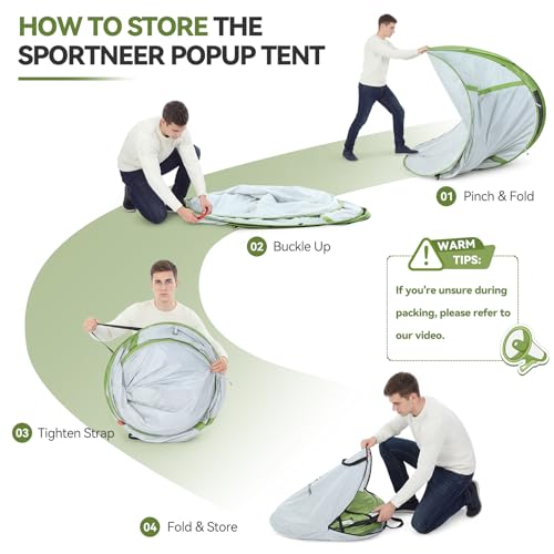 Sportneer Camping Tent: 2 Adults Pop Up Tent with Rain Fly and Carrying Bag - All-Weather Shelter for Camping Backyard Sle...