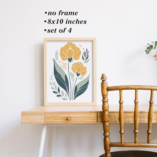 Boat Wades Boho Floral Unframed Wall Art Prints,Abstract Floral Posters & Prints For Living Room Bedroom Home Dorm Decor,M...