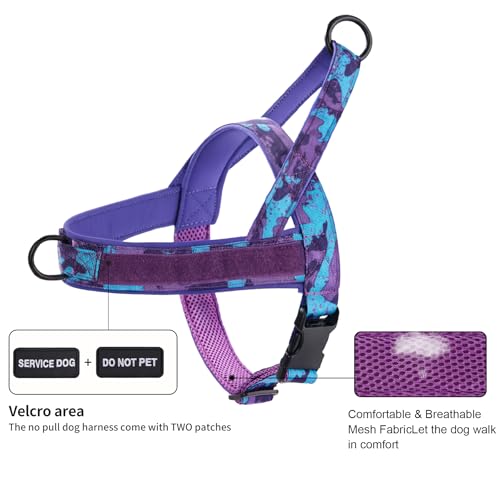 Annchwool No Pull Dog Harness,Heavy Duty Collar & Leash Set-Leash with Double Handle & Car Seatbelt Clip-Easy Control for ...