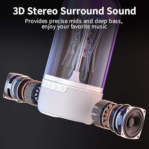 Jellyfish Bluetooth Speaker Lamp for Kids Teens Adults, Color Changing LED Night Light with 7 Dynamic Modes, Portable Wire...