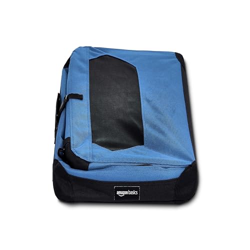 Amazon Basics Portable Soft Pet Dog Crate Carrier Kennel, Foldable, Washable, Up to 25 lbs, 26 x 18 x 18 inches, Blue