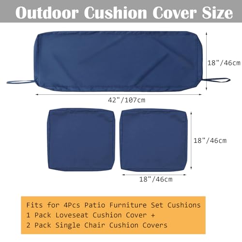 SK Studio 3Pcs Outdoor Cushion Covers Waterproof Patio Furniture Seat Cushions Replacement Covers for 4-Seater Wicker Ratt...
