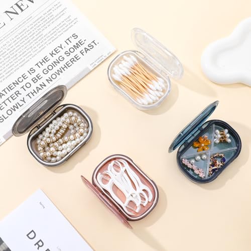bomyarJr 4 Pcs Qtip Holder Hair Tie organizer Small Container Portable Travel Qtips Case Cotton Swab Holder Flosser Dispen...