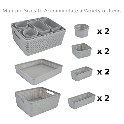 Simplify 10 Piece Organizing Set | Multiple Size Bins | Multipurpose | Office | Desk | Dorm | Bathroom | Storage Basket | ...