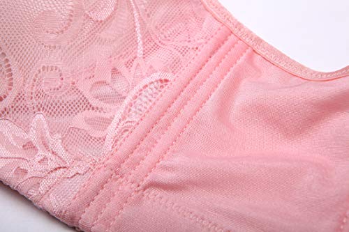 CAHL&FAUO Push Up Bra for Women Plus Size Lace Brassiere Wide Back Underwire Bra