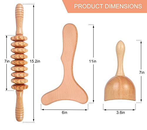 Komogir 3-in-1 Wood Therapy Massage Tools Lymphatic Drainage Massager Wooden Massager for Maderoterapia,Anti-Cellulite, Bo...