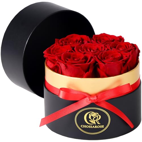 CHOSIAROSE Roses Forever Flowers for Delivery - 7 Forever Preserved Roses in Box, Preserved Flowers Gifts Anniversary Birt...