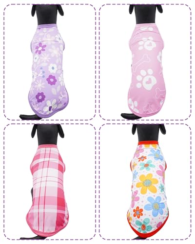 PET SHOW 4 Pack Summer Dog Shirts for Extra Small Doggies Girl UPF 50+ UV Sun Protection Cooling Clothes Tank Top Floral P...