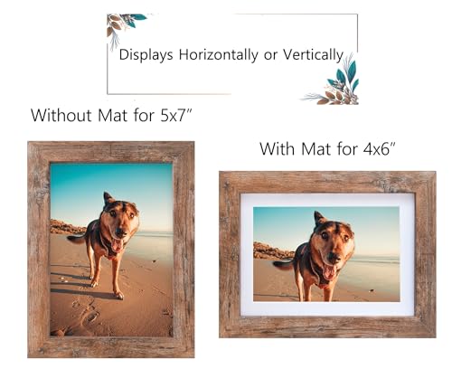Califortree 5x7 Picture Frame - Can Display Photo 4x6 with Mat, Wood Frame with Shatterproof Plexiglass, Wall & Tabletop D...