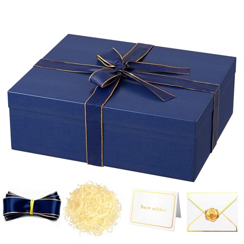 JOYIT Blue Gift Box 16.5''x13''x5.5'' - Large Gift Boxes with Lid for Presents Packaging, Birthday, Christmas, Wedding, An...