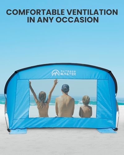 OutdoorMaster Updated Beach Tent for 3-4 Person - Easy Setup and Portable Beach Shade Sun Shelter Canopy with UPF 50+ UV P...