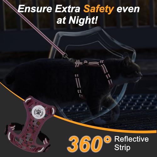 BEAUTYZOO Cat Harness, Escape Proof Cat Leash and Harness Set for Walking, Soft Breathable Vest Harness with Neck Adjustab...