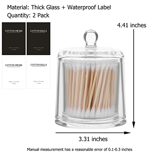 rejomiik 2 Pack Qtip Holder Thick Glass Apothecary Jars with Lid for Bathroom Accessories Vanity Organizers and Makeup Sto...
