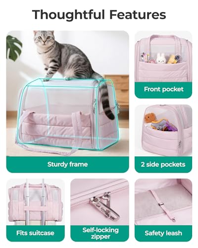 BAGSMART Cat Carrier: Soft-Sided Pet Carrier for Small Medium Cats Dogs Puppy Quilted Collapsible Puffy Travel Bag Up to 2...