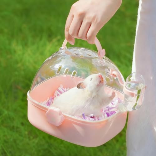 Acshio Hamster Carrier Cage, Portable Small Animal Carrier Cage with Water Bottle, Guinea Pig Outgoing Cage Hamster Travel...