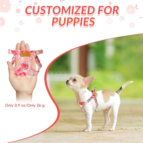 Lukovee Puppy Harness and Leash Set, No Pull Lightweight Soft Suede Adjustable Pet Harness Vest with Snap Buckle for Puppy...