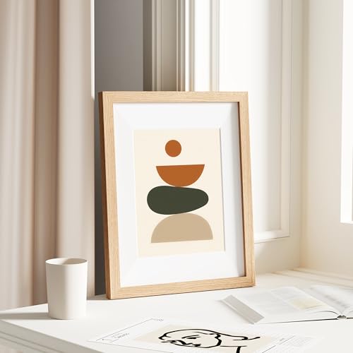 Vittanly 11x14 Picture Frame, Solid Wood Frame with Plexiglass, Includes 8x10 Mat, Wall Hanging for Home Decor, Natural, 1...