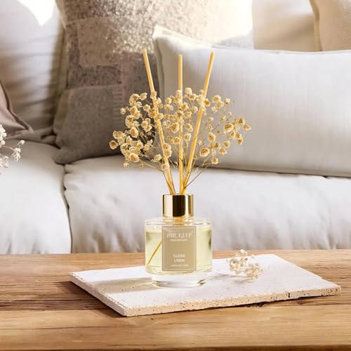 Airkeep Reed Diffuser Set of 3,Clean Linen Ocean Mist&Sea Salt Lavender Eucalyptus Oil Reed Diffusers for Bedroom Living R...