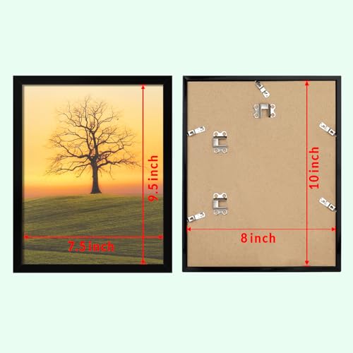 Veleclo 8x10 Picture Frame for Wall Display, 8x10 Black Picture Frame with Shatter Resistant Plexiglass, Stable and Sturdy...