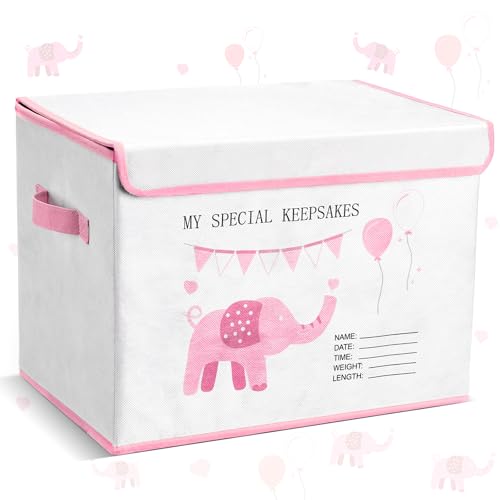 LemonRoad 16x12x12inch Baby Memories Keepsake Box Baby Shower Elephant First Keepsake Box New Parent Newborn Baptismal Bir...