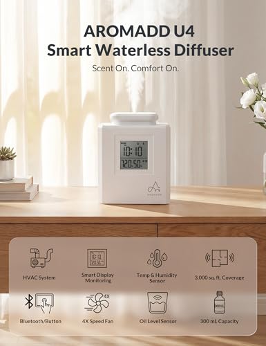 Aromadd U4 Smart HVAC Scent Diffuser for Home – 3000 Sq Ft Waterless Essential Oil Diffuser with Cold Air Tech, Whole Hous...