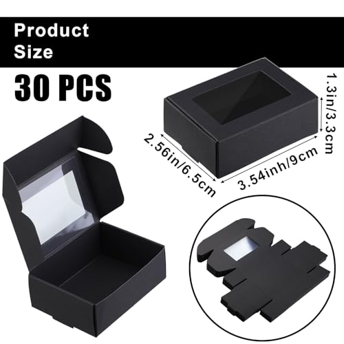 Zonon 30 Pcs Soap Boxes for Homemade Packaging, Mini Kraft Boxes with Window for Bakery Candy Soap Making Gift Packaging (...