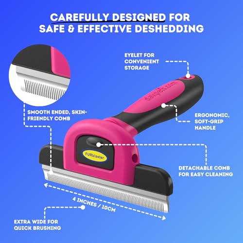 DakPets Stainless Steel Pet Deshedding Tool - Grooming Brush for Cats and Dogs, Removes Trapped Hair, Reduces Shedding by ...