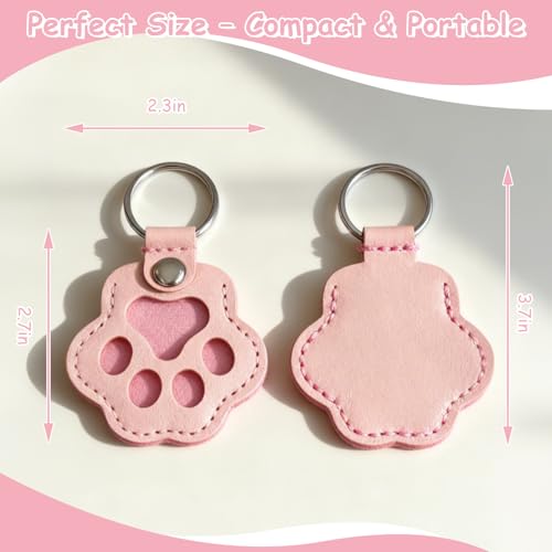Evowatt 4pcs Pet Paw Shape Leather Keychains, Handmade Fur Keepsake for Cats and Dogs, Unique Pet Hair Memorial Key Rings,...