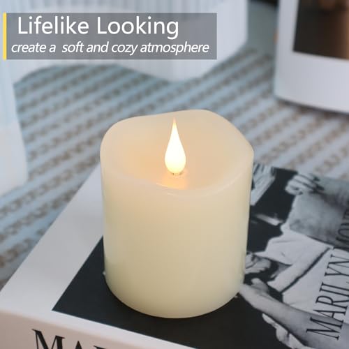TECHLONG Flameless Candles Battery Operated with Timer, 3D Moving Flame Flickering, Last 600+ Hours Battery Candles, 3" x ...