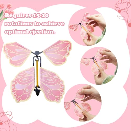 Butterfly Surprise Explosion Gift Box,Floral Printed Exploding Fantasy Box Pink DIY Creative Flying Butterfly Gift Package...