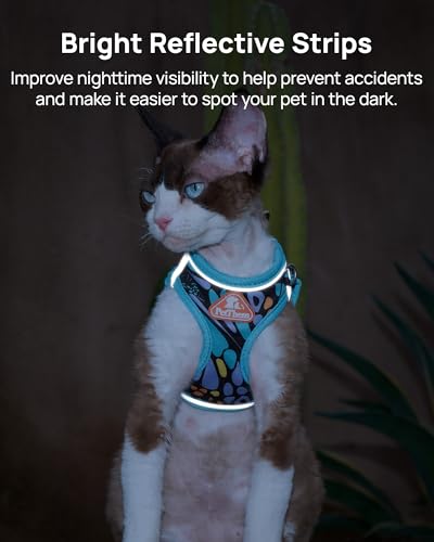 PetThem Upgraded Cat Harness and Leash Set - Step-in Escape Proof Adjustable Cat Harness, Comfortable Soft Lightweight, Re...