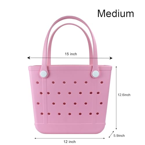 Chokoter Beach Bag, Waterproof Beach Tote, Rubber Medium Tote Bag, Washable and Durable Open Handbag for Boat Pool Sports