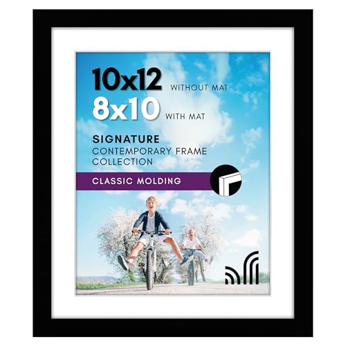 Americanflat 10x12 Picture Frame with Shatter-Resistant Glass - Use as 8x10 Frame with Mat or Display 10x12 Photo Without ...