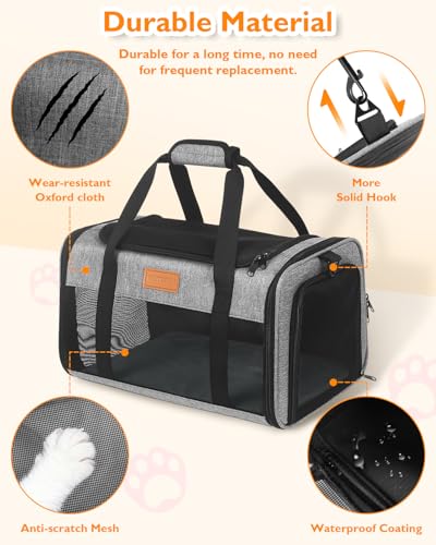 PETUX Airline Approved Pet Carrier - 17x11x9.5 in, Underseat, Top & Side Entry, Soft Sided Cat Dog Carrier for Small Cat &...