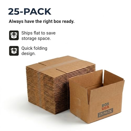 BOX USA Shipping Boxes Medium 12"L x 9"W x 4"H 25-Pack - Corrugated Cardboard Box for Moving, Mailing, Packing, Packaging ...