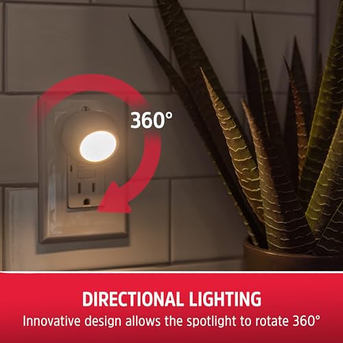 Energizer LED Rotating Night Lights Plug Into Wall Dusk to Dawn Sensor Home Decor Apartment Essentials Ambient Lighting Ni...