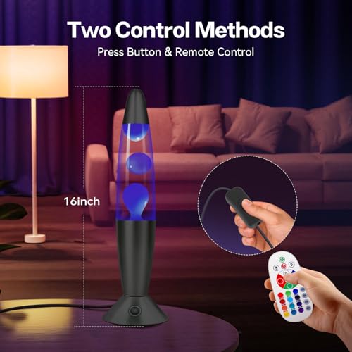 16" Black LED Liquid Motion Lamps, 17 Colors Changing Lamp with Remote, Mood Night Light for Kids Adults, Relaxing Nightst...