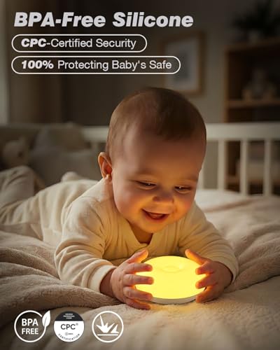 Geecent Baby Night Light, 0 Blue-Light Nursery Egg Light for Breastfeeding, Flip Design, Soft BPA Free, 3 Colors & Dimmin...