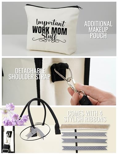 InnoBeta Mom Gifts Canvas Tote Bag from Daughter Son with Top Zipper Closure Shoulder Strap for Mother's Day