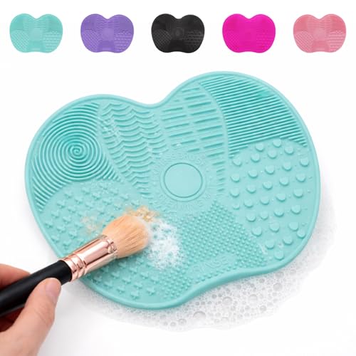 Makeup Brush Cleaner Mat,Silicone Cleaning Pad with Suction Cup,Portable Washing Tool with Textured Surface for Makeup Cos...