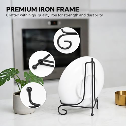 (4 pack)Iron Display Stand, Black Iron Easel Plate Display Photo Holder Stand, Displays Picture Frames, Decorative Plates,...