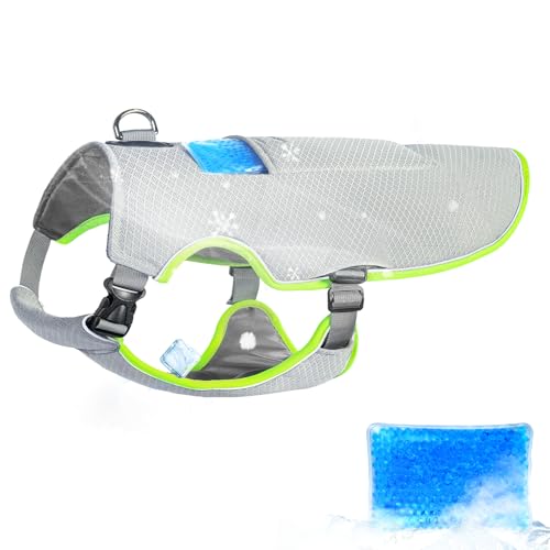 Mora Pets Dog Cooling Vest with Ice Packs, Reflective Adjustable Cooling Vest for Dogs with Leash Ring for Hot Weather Coo...