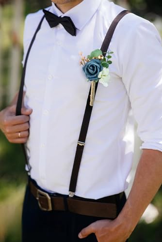 YSOJMAN Boutonniere for Men Wedding, Groom Groomsman Artificial Rose Flowers for Wedding Anniversary Celebration,Prom,Part...