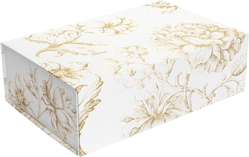 Sorarto Luxury Keepsake Gift Box | Gold Floral Decorative Boxes with Magnetic Lids for Presents, Wedding Memory Box, and B...